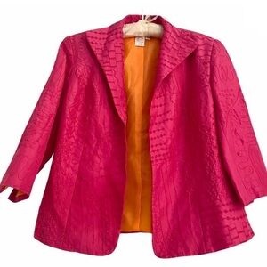VGUC- Coldwater Creek 100% Silk Open Front Embroidered Jacket